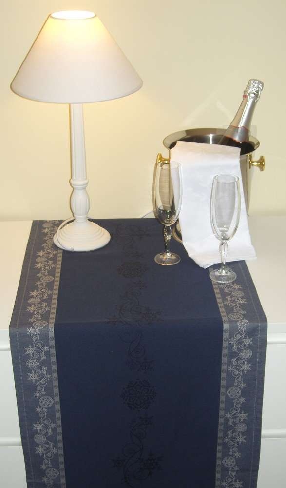 božični namizni tekač linum moder